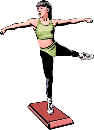 Step Aerobics Exercise Illustration PNG Image