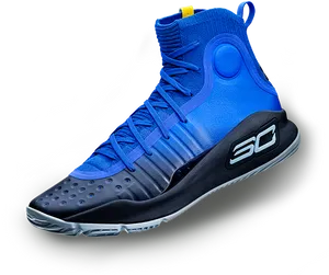 Steph Curry Blue Basketball Shoe PNG Image