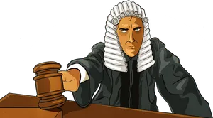 Stern Judge With Gavel PNG Image