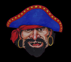 Stern Pirate Cartoon Illustration PNG image with transparent background