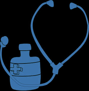 Stethoscopeand Medicine Bottle Graphic PNG