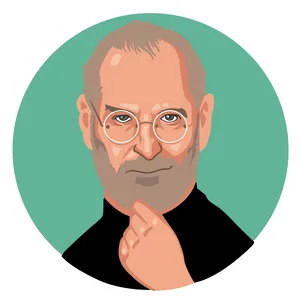 Steve Jobs Iconic Pose Illustration PNG Image