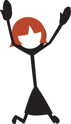 Stick Figure Celebration Silhouette.png PNG Image