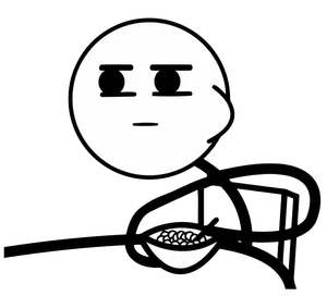 Stick Figure Cereal Bowl Contemplation.png PNG Image