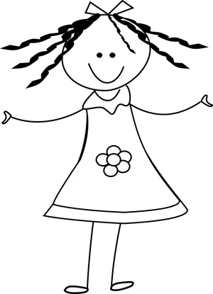 Stick Figure Girlin Dress PNG Image