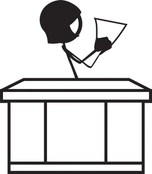 Stick Figure Readingat Desk PNG Image