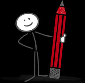 Stickman With A Pencil, HD Png Download PNG