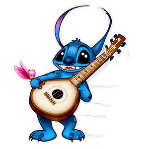 Stitch Playing Ukulele PNG ksh46 PNG image with transparent background