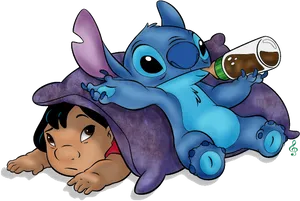 Stitchand Friend Relaxing PNG Image