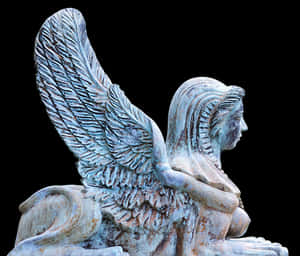 Stone Angel Sculpture Profile PNG image with transparent background