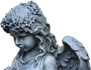 Stone Angel Statue Profile PNG Image