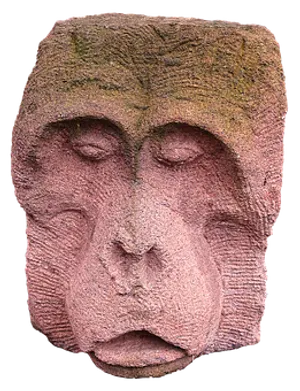 Stone Carved Monkey Face Sculpture PNG Image