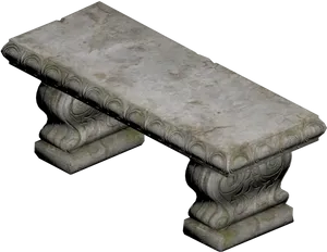 Stone Garden Bench Design PNG Image