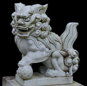 Stone Lion Statue Guardian Sculpture PNG image with transparent background