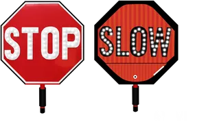 Stop_and_ Slow_ Signs_ Day_ View PNG Image