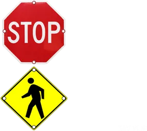 Stopand Pedestrian Crossing Signs PNG Image