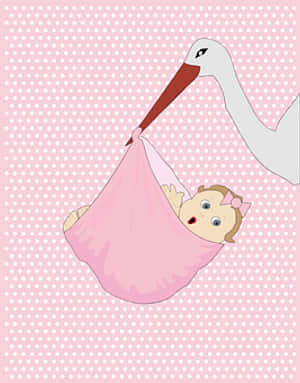 Stork Delivering Baby Illustration PNG image with transparent background