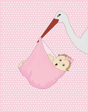 Stork Delivering Baby Illustration PNG Image