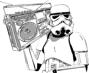 Stormtrooper With Boombox PNG Image