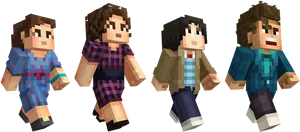 Stranger_ Things_ Characters_ Minecraft_ Style PNG Image