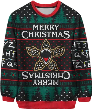 Stranger Things Inspired Christmas Sweater PNG Image