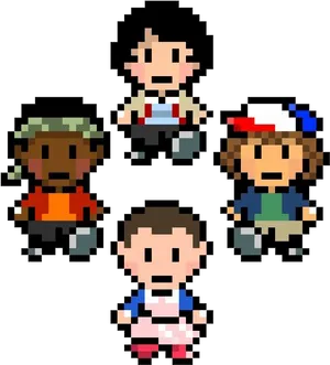 Stranger Things Pixel Characters PNG Image