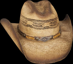 Straw Cowboy Hatwith Band PNG image with transparent background