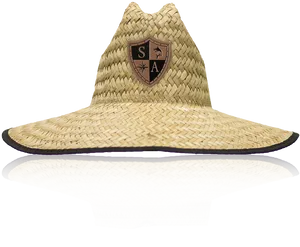 Straw Hatwith Black Trimand Shield Emblem PNG Image