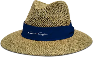 Straw Hatwith Blue Ribbon PNG Image