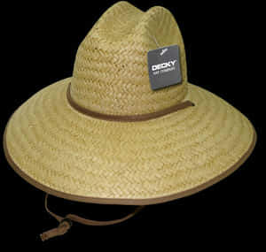 Straw Sun Hatwith Tag PNG image with transparent background