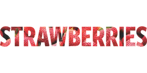 Strawberries Text Design PNG Image