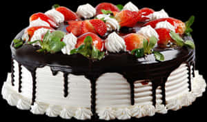 Strawberry Chocolate Ganache Cake.jpg PNG image with transparent background