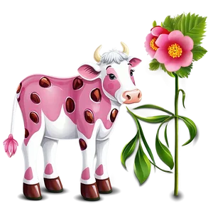 Strawberry Cow With Flowers Png 06252024 PNG Image