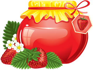 Strawberry Jam Jar Illustration PNG with transparent background