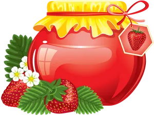 Strawberry Jam Jar Illustration PNG Image