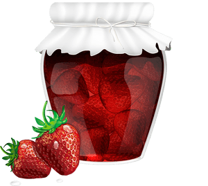 Strawberry Jam Jar Illustration PNG with transparent background