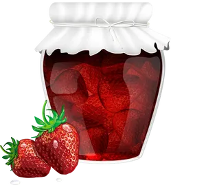 Strawberry Jam Jar Illustration PNG Image