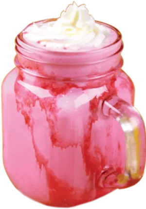 Strawberry Milkshakein Mason Jar PNG Image