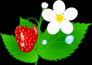 Strawberry Plant Illustration PNG image with transparent background