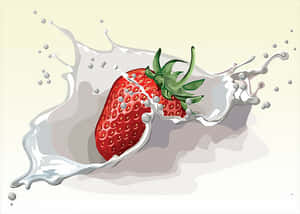 Strawberry Splash Art PNG image with transparent background