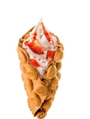 Strawberry Waffle Cone Ice Cream PNG Image