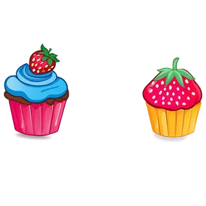 Strawberry With Cupcake Cute Png 48 PNG Image