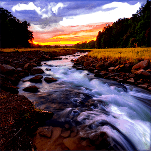 Stream at Sunset PNG oab5 PNG with transparent background