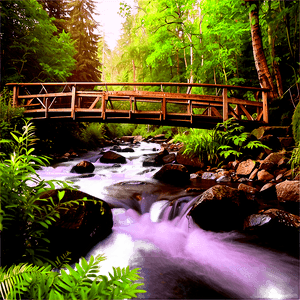 Stream with Footbridge PNG nlw PNG with transparent background