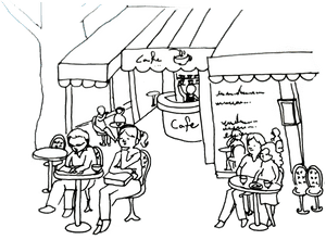 Street Cafe Sketch PNG with transparent background