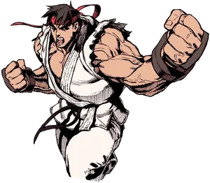 Street Fighter Ryu Action Pose PNG Image