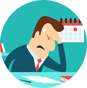 Stressed Businessman Cartoon PNG Image