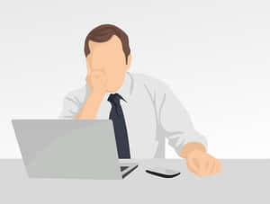 Stressed Businessmanat Desk PNG image with transparent background