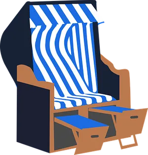 Striped Beach Chair Graphic PNG Image