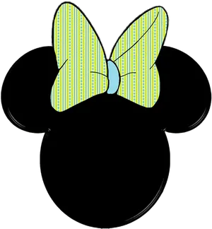 Striped Bow Mickey Mouse Head Graphic PNG Image